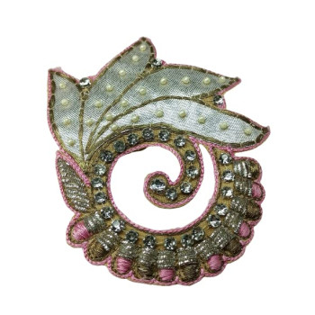 Applique Pink Colour Beautiful Shape Patches with Diamonds Applique Pink Colour Beautiful Shape Patches with Diamonds