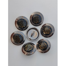Silver Black golden Shield metal Small Fancy with Resin covered Button 