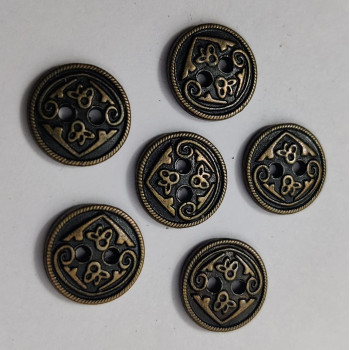 Vintage Antique Look Bronze Designer Round Metal button