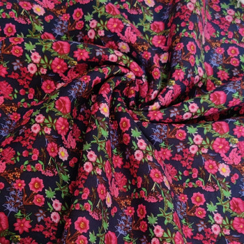 Black leaf print cotton